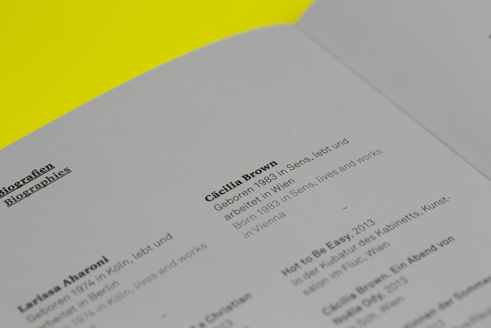 Schriftsatz und Layout der Künstler für den Salzburger Kunstverein