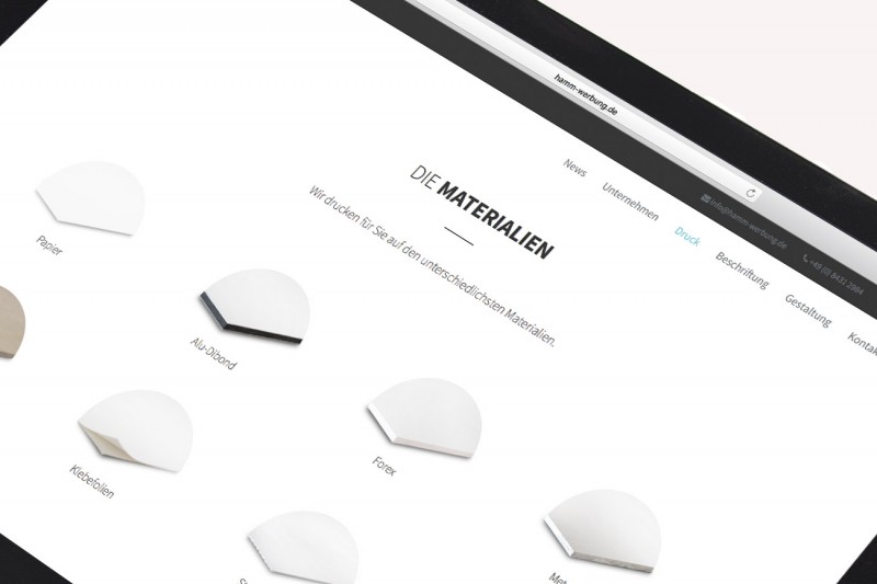 Konzeption und Ausarbeitung der Inhalte für neues Webdesign für Hamm-Werbung